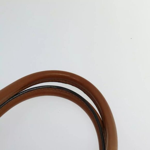 BURBERRY Hand Bag Leather 2way Dark Brown Gold Auth 114741 - Picture 9 of 16